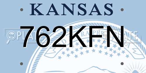 762KFN Kansas License Plate