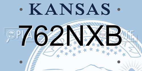 762NXB Kansas License Plate