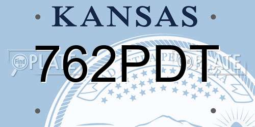 762PDT Kansas License Plate