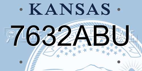 7632ABU Kansas License Plate