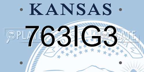 763IG3 Kansas License Plate