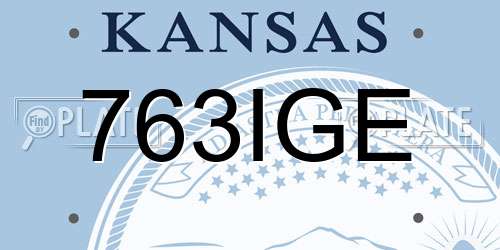 763IGE Kansas License Plate