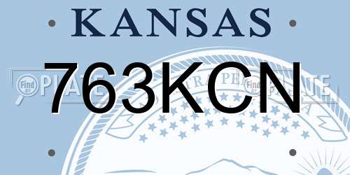 763KCN Kansas License Plate