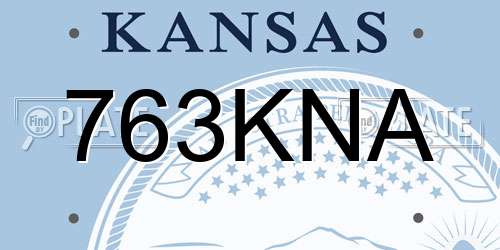 763KNA Kansas License Plate