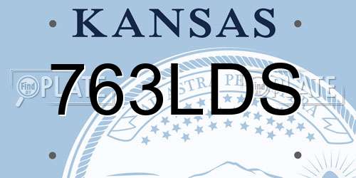 763LDS Kansas License Plate