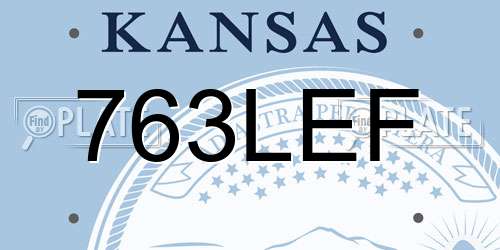 763LEF Kansas License Plate