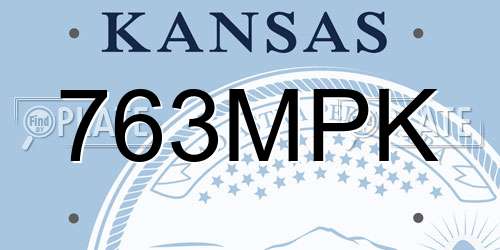 763MPK Kansas License Plate