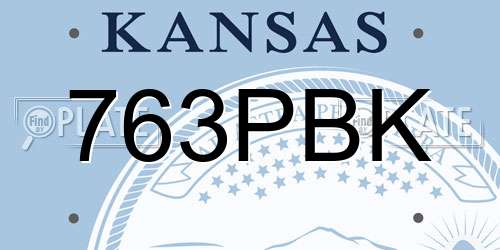 763PBK Kansas License Plate