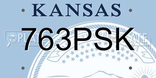763PSK Kansas License Plate