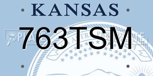 763TSM Kansas License Plate