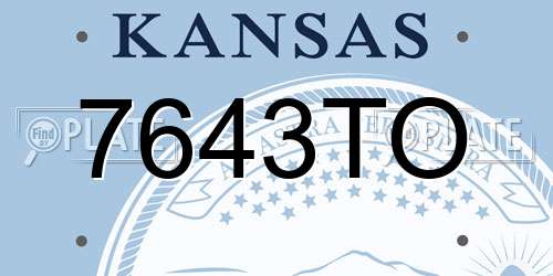 7643TO Kansas License Plate