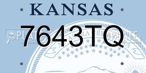 7643TQ Kansas License Plate