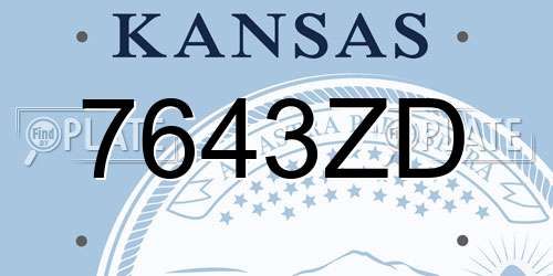 7643ZD Kansas License Plate