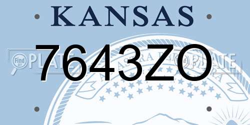 7643ZO Kansas License Plate