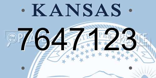 7647123 Kansas License Plate