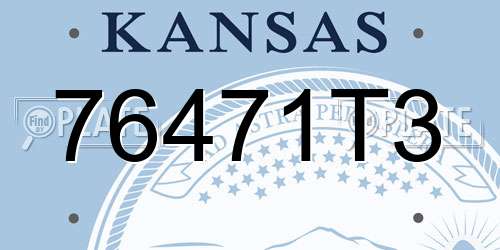 76471T3 Kansas License Plate