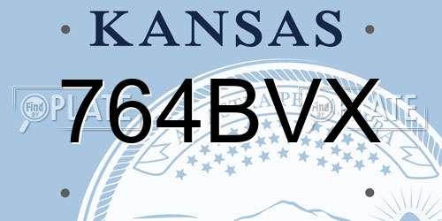 764BVX Kansas License Plate