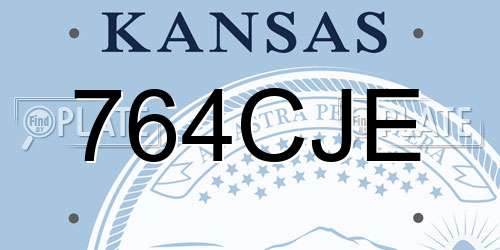 764CJE Kansas License Plate