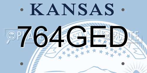764GED Kansas License Plate