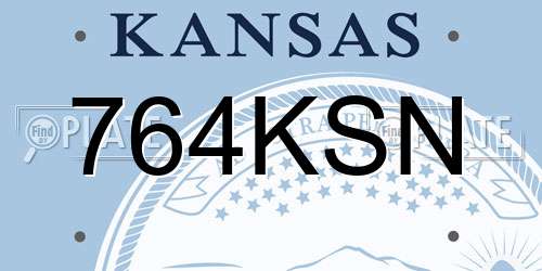 764KSN Kansas License Plate