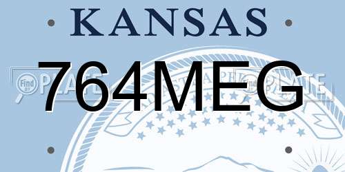 764MEG Kansas License Plate