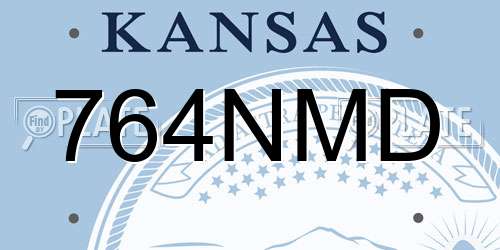 764NMD Kansas License Plate