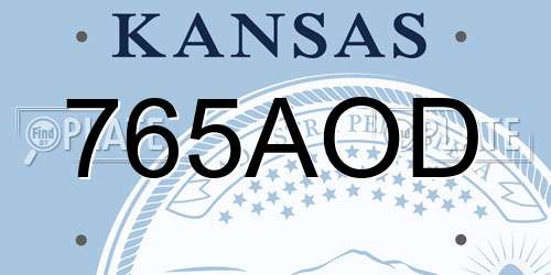 765AOD Kansas License Plate