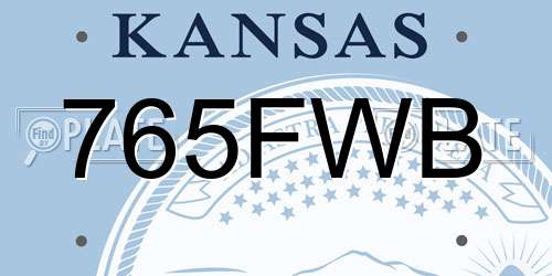 765FWB Kansas License Plate