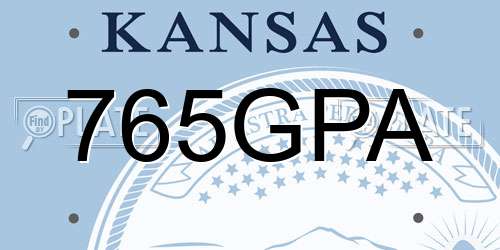 765GPA Kansas License Plate