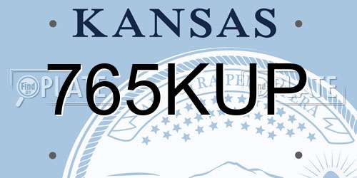 765KUP Kansas License Plate