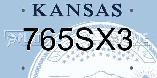765SX3 Kansas License Plate