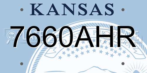 7660AHR Kansas License Plate