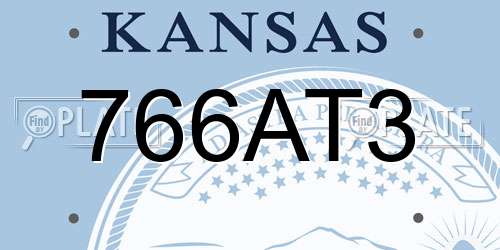 766AT3 Kansas License Plate