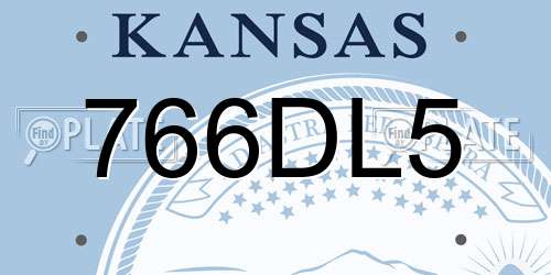 766DL5 Kansas License Plate