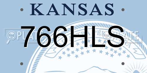 766HLS Kansas License Plate