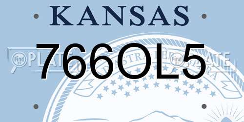 766OL5 Kansas License Plate