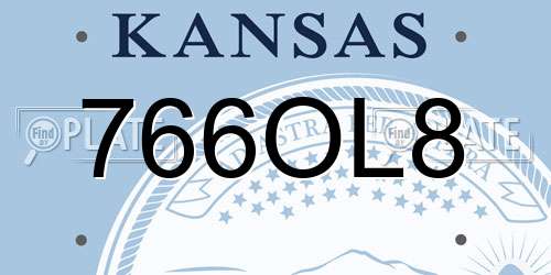 766OL8 Kansas License Plate
