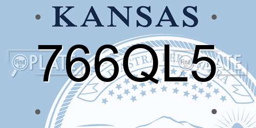 766QL5 Kansas License Plate