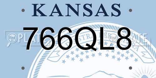 766QL8 Kansas License Plate