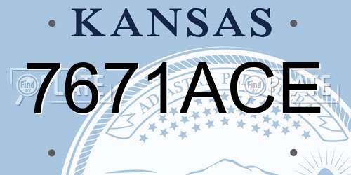 7671ACE Kansas License Plate