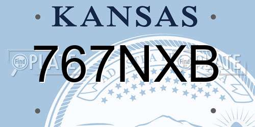 767NXB Kansas License Plate