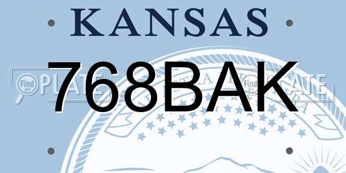 768BAK Kansas License Plate