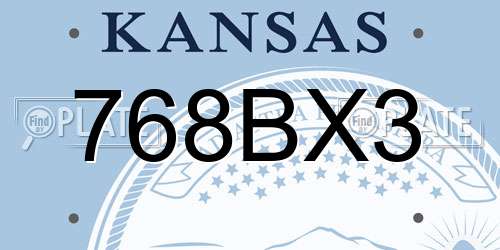 768BX3 Kansas License Plate