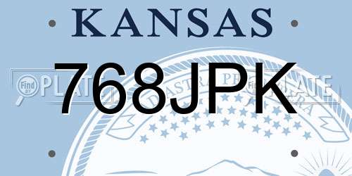 768JPK Kansas License Plate