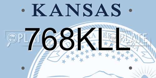 768KLL Kansas License Plate