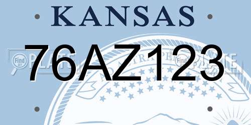 76AZ123 Kansas License Plate