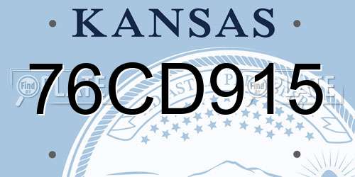 76CD915 Kansas License Plate