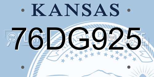 76DG925 Kansas License Plate