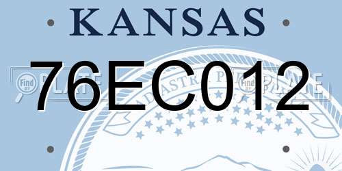 76EC012 Kansas License Plate