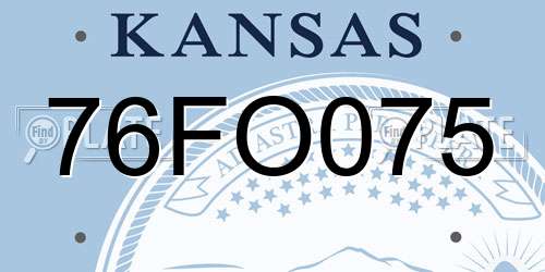76FO075 Kansas License Plate